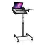 Bureau assis-debout noir VM-SL avec support pour ordinateur portable, tapis de souris et roulettes de hjh OFFICE