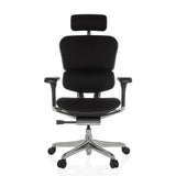 Siège de direction de luxe ERGOHUMAN GEN2 noir avec appui-tête, accoudoirs et pied à cinq roulettes de hjh OFFICE – vue à 360° (vue de face 0°)