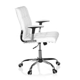 Siège de bureau à domicile ERNESTO blanc avec rembourrage capitonné et base à cinq roulettes de hjh OFFICE – vue à 360° (vue de profil 80°)