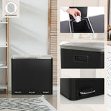 Schwarzer Mülleimer Clean 9 mit drei Fächern, Edelstahldeckel und Griffen von hjh OFFICE