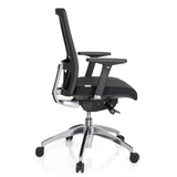 Siège de bureau de qualité professionnelle ASTRA BASE noir avec accoudoirs et base à cinq roulettes de hjh OFFICE – vue à 360° (vue de profil 100°)