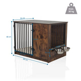 Dessin coté de la niche pour chien PAWHOME S en marron, 80 × 55 cm avec deux gamelles de hjh LIVING