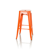 Tabouret de bar VANTAGGIO HIGH orange avec quatre pieds et repose-pieds intégrés de hjh OFFICE – vue à 360° (vue de profil 75°)