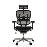 Siège de direction de luxe ERGOHUMAN GEN2 noir avec dossier en maille et base à cinq roulettes de hjh OFFICE – vue à 360° (vue de face 0°)