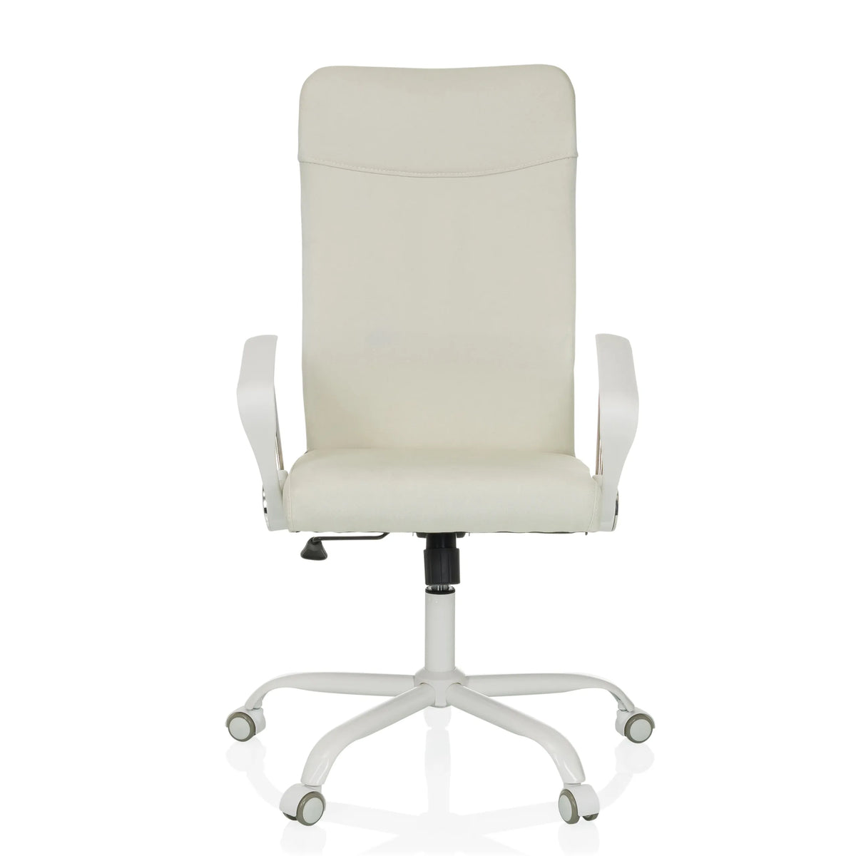 Siège de bureau à domicile STRYKA W beige avec accoudoirs et base à cinq roulettes de hjh OFFICE – vue à 360° (vue de face 0°)