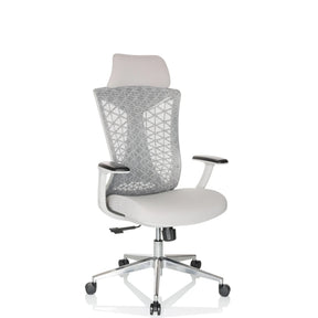 Siège de bureau de qualité professionnelle FALEO W gris avec dossier en maille et appuie-tête de hjh OFFICE