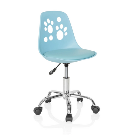Chaise pivotante pour des enfants FANCY I turquoise avec des découpes en forme de pattes dans le dossier de hjh OFFICE