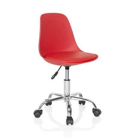 Chaise pivotante pour des enfants FANCY II rouge avec base chromée brillante et cinq roulettes de hjh OFFICE