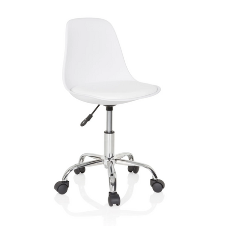 Chaise pivotante pour des enfants FANCY II blanche avec structure en chrome brillant et roulettes de hjh OFFICE