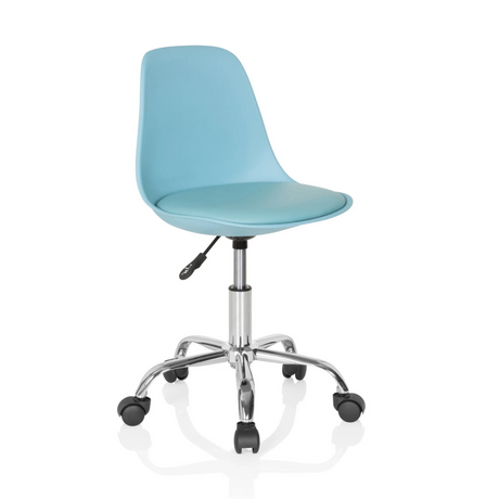Chaise pivotante pour des enfants FANCY II turquoise avec structure en chrome brillant et roulettes de hjh OFFICE