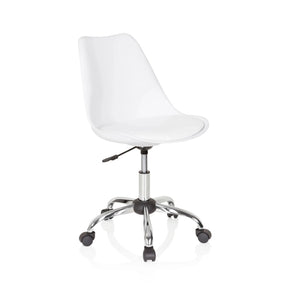 Siège de bureau à domicile FANCY PRO en blanc avec coque d'assise incurvée et structure chromée de hjh OFFICE