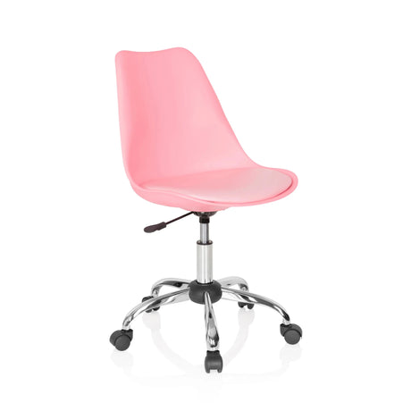 Homeoffice-Bürostuhl FANCY PRO in Pink mit verchromtem Fußkreuz und Rollen von hjh OFFICE