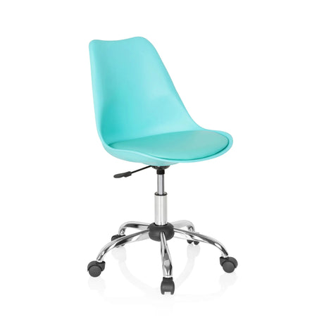 Siège de bureau à domicile FANCY PRO en turquoise avec pied chromé et roulettes de hjh OFFICE