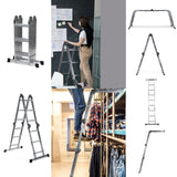 Échelles pliantes SOLID W3 en aluminium dans différentes positions de pliage et en cours d'utilisation de hjh OFFICE
