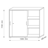 Dessin technique de l'armoire à portes coulissantes BETA S 1753S de 1200 × 1100 mm de hjh OFFICE PRO