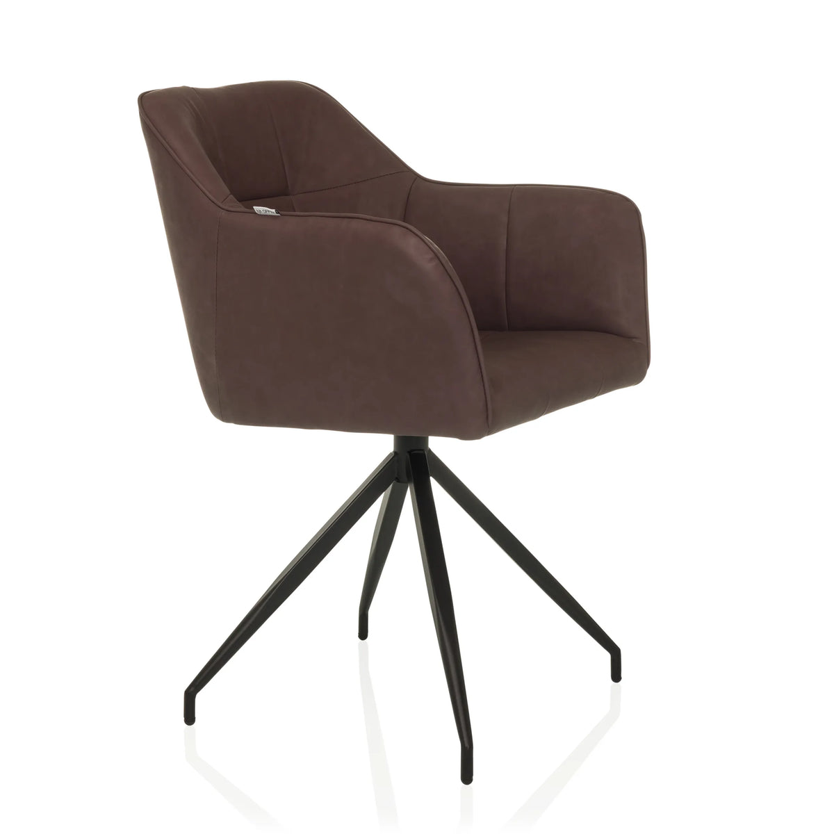 Chaise de salle à manger ELVERUM SPU marron foncé avec structure à quatre pieds de hjh LIVING – vue à 360° (vue de trois quarts avant 60°)