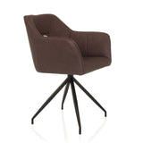 Chaise de salle à manger ELVERUM SPU marron foncé avec structure à quatre pieds de hjh LIVING – vue à 360° (vue de trois quarts avant 60°)