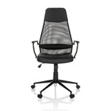 Siège de direction pour bureau à domicile MARCOZ noir avec dossier en maille et base à cinq roulettes de MyBuero – vue à 360° (vue de face 0°)