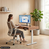Bureau réglable en hauteur électriquement Worktime Style en chêne et blanc de hjh OFFICE (image générée par IA)