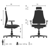 Dessin technique du Siège de bureau à domicile ERGOMY avec une charge maximale de 120 kg de MyBuero