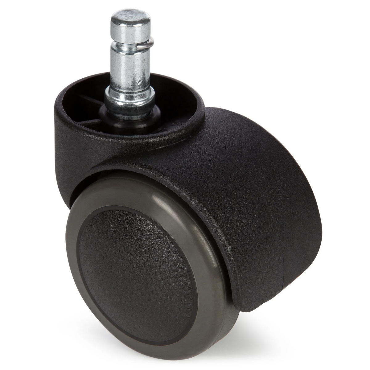 Roulettes noires 5x ROLO 10mm/50mm pour sols durs avec goupille métallique de hjh OFFICE – vue à 360° (vue de face 0°)