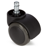 Roulettes noires 5x ROLO 10mm/50mm pour sols durs avec goupille métallique de hjh OFFICE – vue à 360° (vue de face 0°)