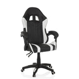 Fauteuil Gamer GAMEBREAKER W02 noir et blanc avec pied à cinq roulettes de MyBuero – vue à 360° (vue de trois quarts avant 30°)