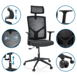 Siège de bureau à domicile BRETON B en noir avec appui-tête et accoudoirs réglables de hjh OFFICE