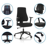 Fonctions réglables du Siège de bureau de qualité professionnelle MATHES en noir de hjh OFFICE