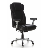 Siège de direction professionnelle EMBASSY 200 L noir avec accoudoirs et base argentée à cinq roulettes de hjh OFFICE – vue à 360° (vue de trois quarts avant 40°)