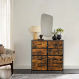 Commode RAGALA LIGHT en chêne fumé avec huit tiroirs et une structure en métal noir de hjh LIVING