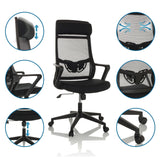 Siège de bureau à domicile NEKEO en noir avec détails réglables et roulettes de hjh OFFICE
