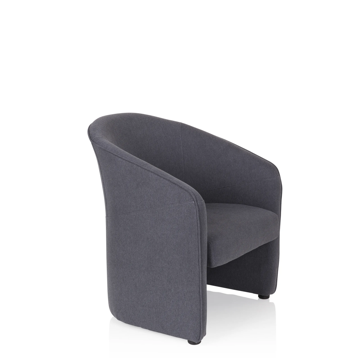 Fauteuil rembourré SAN JUAN gris foncé avec dossier et accoudoirs arrondis de hjh OFFICE – vue à 360° (vue de trois quarts avant 60°)