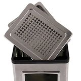 Insert en acier inoxydable avec couvercle grille du Cendrier sur pied CLEAN I de hjh OFFICE
