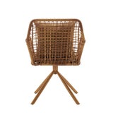 Dos de la chaise rembourrée Tavaro Korvik avec structure tressée et piètement à quatre pieds en marron de hjh LIVING