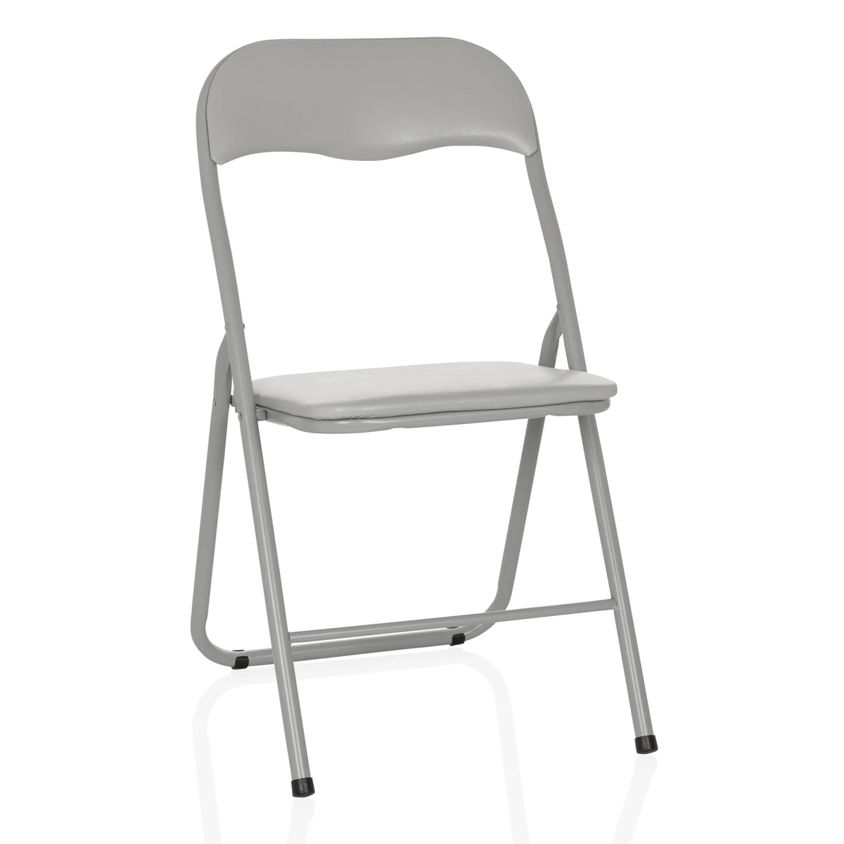 Chaise pliante TUDELA BASIC grise avec assise et dossier rembourrés de hjh OFFICE – vue à 360° (vue de face 15°)