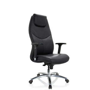 Siège de direction de qualité professionnelle FERRARA noir avec appui-tête intégré et pied en chrome de hjh OFFICE
