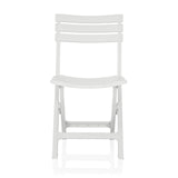 Chaise d'extérieur blanche TRAVANO avec un dossier à trois traverses de hjh LIVING – vue à 360° (vue de face 0°)