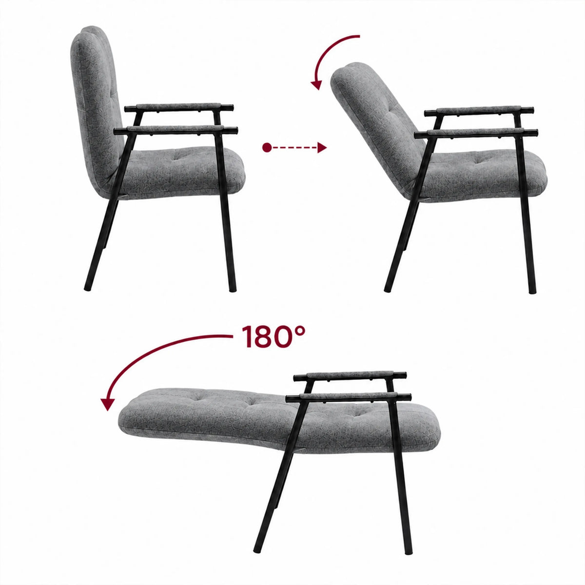 Dossier réglable de la chaise grise Lifea Flex de hjh LIVING