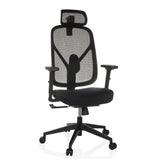 Siège de bureau de qualité professionnelle RALOO ECO noir avec dossier en maille et piètement à cinq roulettes de hjh OFFICE – vue à 360° (vue de face 15°)