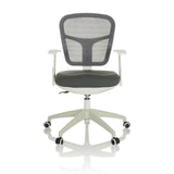 Siège de bureau à domicile TOP 108 W gris avec dossier en maille et piètement à cinq roulettes de hjh OFFICE – vue à 360° (vue de face 0°)
