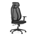 Siège de bureau de qualité professionnelle Filaro en noir avec dossier en maille, appui-tête et accoudoirs réglables de hjh OFFICE