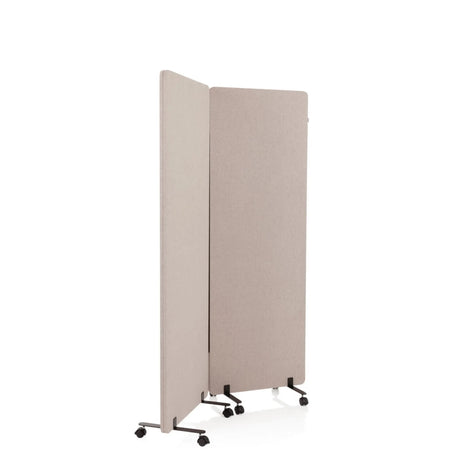 Cloison de séparation en deux parties FLEXMIUT taupe sur supports à roulettes noirs de hjh OFFICE