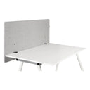 Cloison de table FLEXMIUT D 120 aspect gris clair chiné sur un bureau blanc de hjh OFFICE