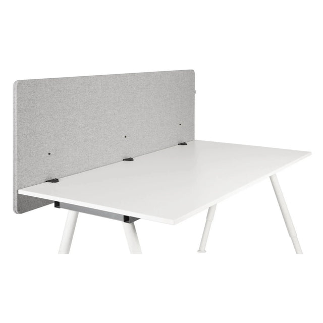Cloison de table FLEXMIUT D 160 gris clair chiné avec plateau et pieds blancs de hjh OFFICE