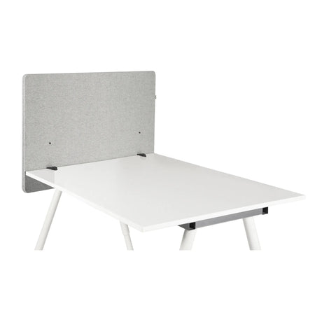 Cloison de table FLEXMIUT D SIDE gris clair sur un bureau blanc de hjh OFFICE