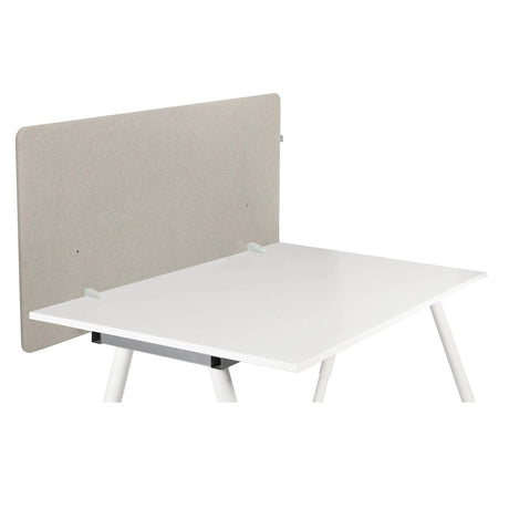 Cloison de table FLEXMIUT D1 taupe montée sur un bureau blanc de hjh OFFICE