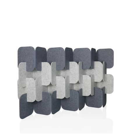 Cloison de séparation FLEXMIUT PLUG en gris et gris clair avec structure modulaire décalée de hjh OFFICE