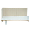 Cloison de table beige FLEXMIUT ROLL avec surpiqûres verticales sur un bureau blanc de hjh OFFICE