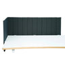Cloison de table FLEXMIUT ROLL gris foncé avec surpiqûres verticales sur un plateau de table blanc de hjh OFFICE
